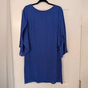 AB Studio‎ Royal Blue Flowy Split Flare Sleeve Chiffon Dress